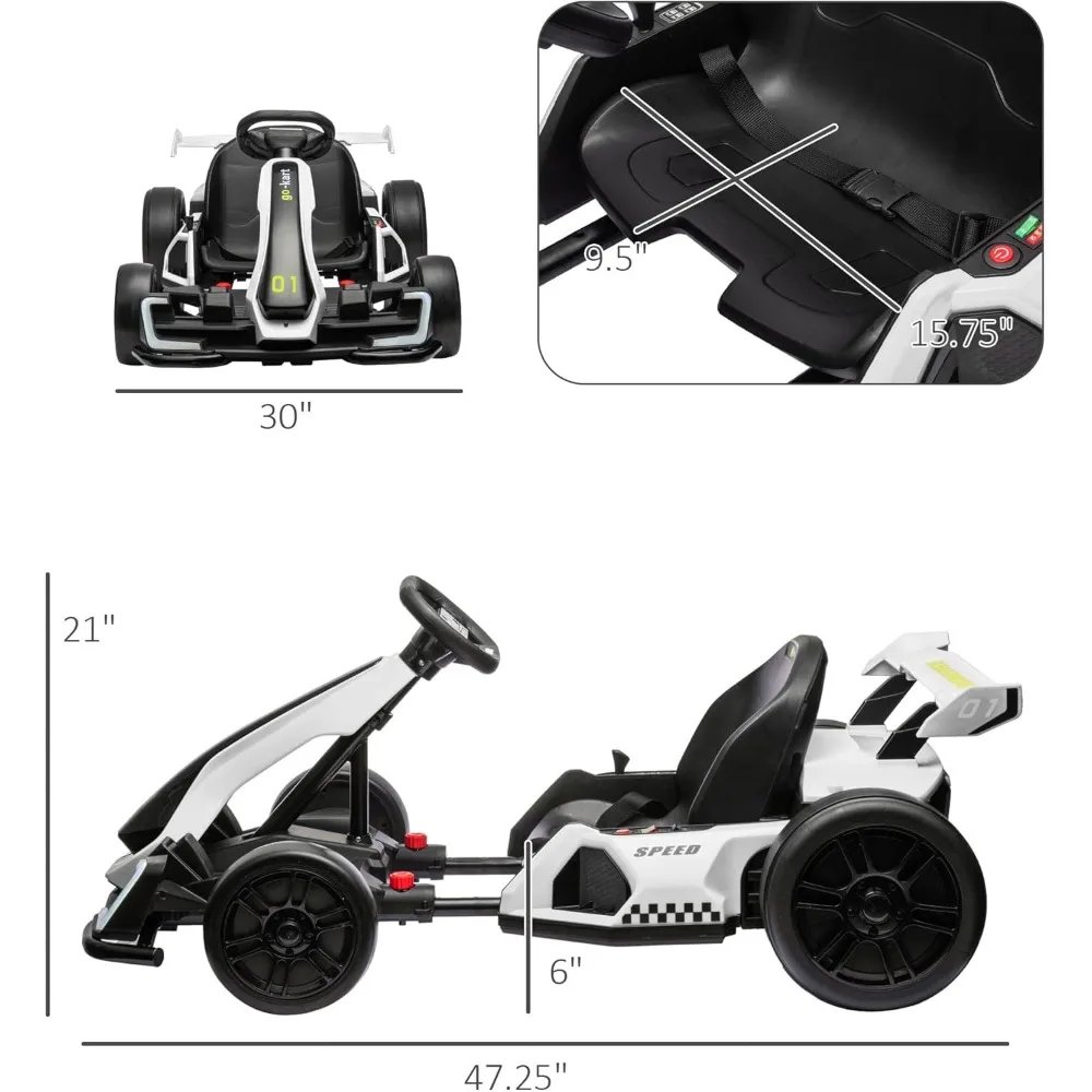 Go Kart eléctrico de 24V y 7,5 MPH con asiento ajustable, coche a la deriva con batería, juguete para exteriores con arranque lento, arranque con botón Go Kart eléctrico de 24V y 7,5 MPH con asiento ajustable, coche a la deriva con batería, juguete para exteriores con arranque lento, arranque con botón
