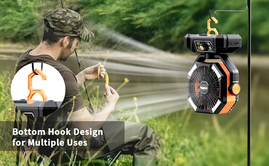 ColdSky-ventilador portátil para acampada, dispositivo con batería de 20000mAh, 4 faroles LED, 8 velocidades, para escritorio, exteriores, tienda de campaña, cortes de energía, sitio de trabajo ColdSky-ventilador portátil para acampada, dispositivo con batería de 20000mAh, 4 faroles LED, 8 velocidades, para escritorio, exteriores, tienda de campaña, cortes de energía, sitio de trabajo