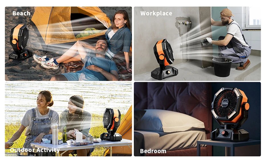 ColdSky-ventilador portátil para acampada, dispositivo con batería de 20000mAh, 4 faroles LED, 8 velocidades, para escritorio, exteriores, tienda de campaña, cortes de energía, sitio de trabajo ColdSky-ventilador portátil para acampada, dispositivo con batería de 20000mAh, 4 faroles LED, 8 velocidades, para escritorio, exteriores, tienda de campaña, cortes de energía, sitio de trabajo