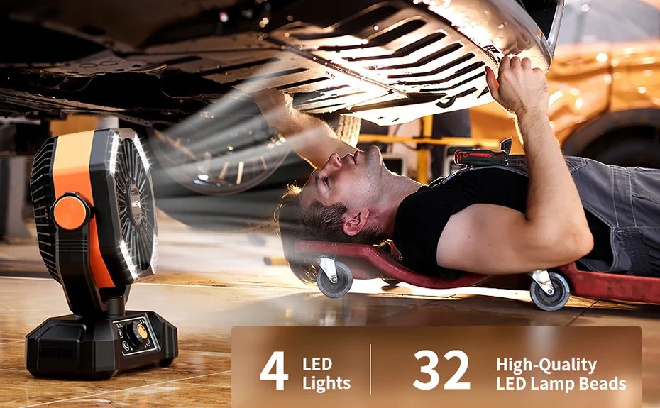 ColdSky-ventilador portátil para acampada, dispositivo con batería de 20000mAh, 4 faroles LED, 8 velocidades, para escritorio, exteriores, tienda de campaña, cortes de energía, sitio de trabajo ColdSky-ventilador portátil para acampada, dispositivo con batería de 20000mAh, 4 faroles LED, 8 velocidades, para escritorio, exteriores, tienda de campaña, cortes de energía, sitio de trabajo