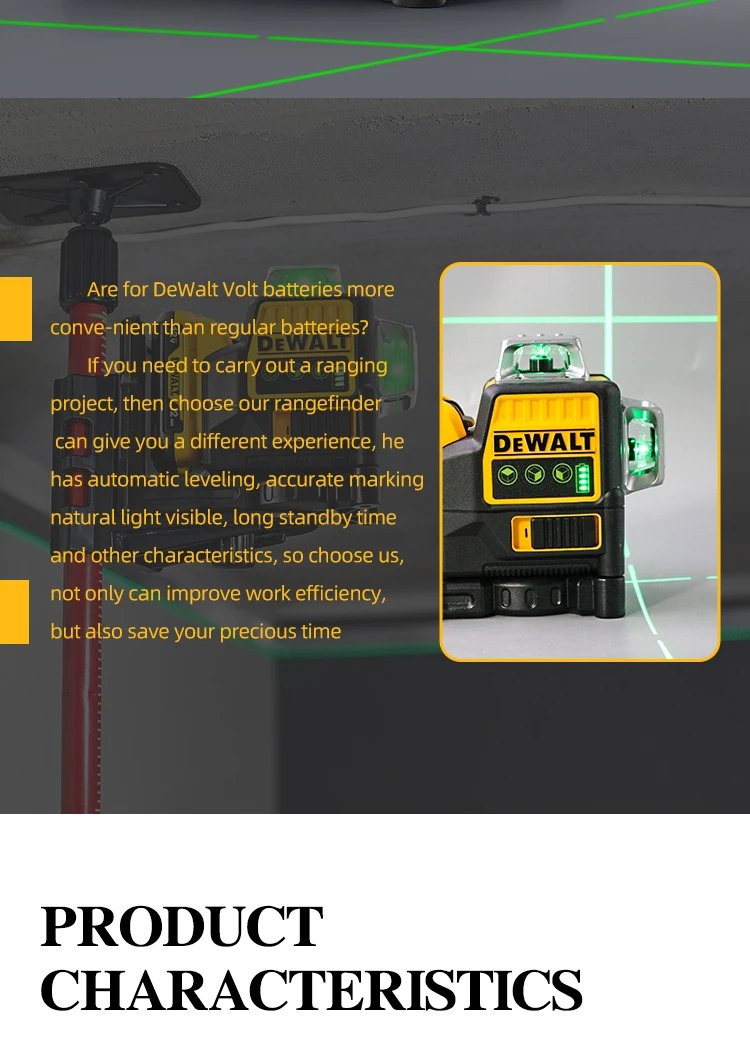 Dewalt DW089LG nivel láser 12 líneas 3 lados * medidor de nivel láser de líneas verticales de 360 grados utiliza exteriores batería de litio de 12V Dewalt DW089LG nivel láser 12 líneas 3 lados * medidor de nivel láser de líneas verticales de 360 grados utiliza exteriores batería de litio de 12V