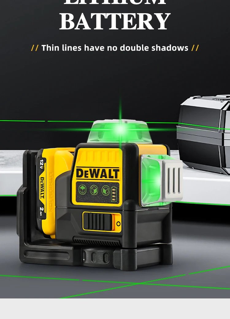 Dewalt DW089LG nivel láser 12 líneas 3 lados * medidor de nivel láser de líneas verticales de 360 grados utiliza exteriores batería de litio de 12V Dewalt DW089LG nivel láser 12 líneas 3 lados * medidor de nivel láser de líneas verticales de 360 grados utiliza exteriores batería de litio de 12V