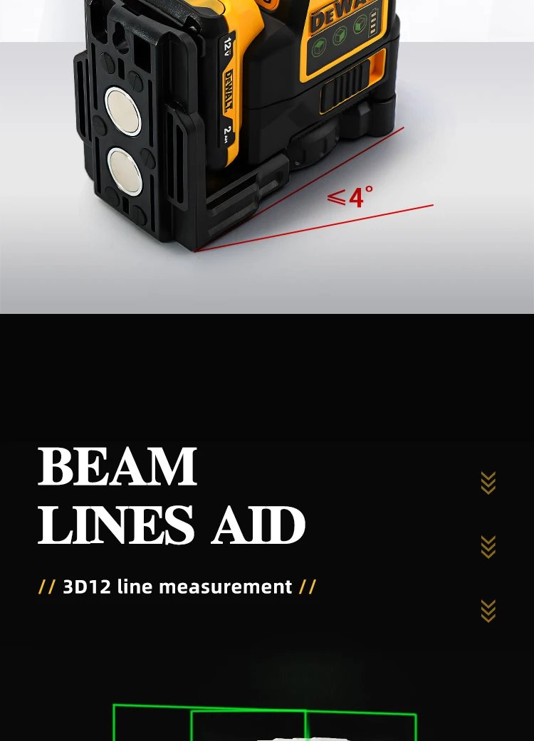 Dewalt DW089LG nivel láser 12 líneas 3 lados * medidor de nivel láser de líneas verticales de 360 grados utiliza exteriores batería de litio de 12V Dewalt DW089LG nivel láser 12 líneas 3 lados * medidor de nivel láser de líneas verticales de 360 grados utiliza exteriores batería de litio de 12V
