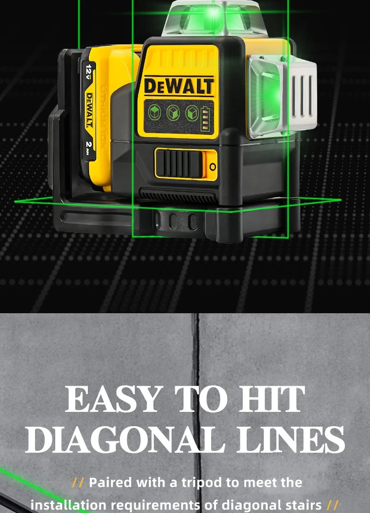 Dewalt DW089LG nivel láser 12 líneas 3 lados * medidor de nivel láser de líneas verticales de 360 grados utiliza exteriores batería de litio de 12V Dewalt DW089LG nivel láser 12 líneas 3 lados * medidor de nivel láser de líneas verticales de 360 grados utiliza exteriores batería de litio de 12V