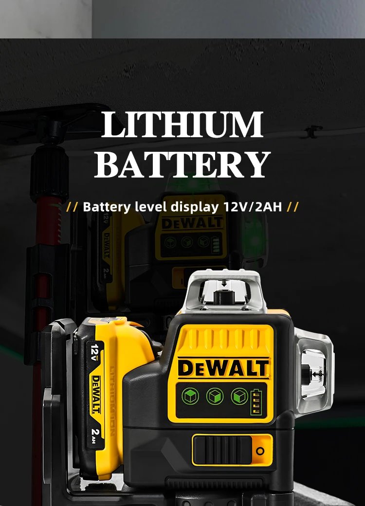 Dewalt DW089LG nivel láser 12 líneas 3 lados * medidor de nivel láser de líneas verticales de 360 grados utiliza exteriores batería de litio de 12V Dewalt DW089LG nivel láser 12 líneas 3 lados * medidor de nivel láser de líneas verticales de 360 grados utiliza exteriores batería de litio de 12V