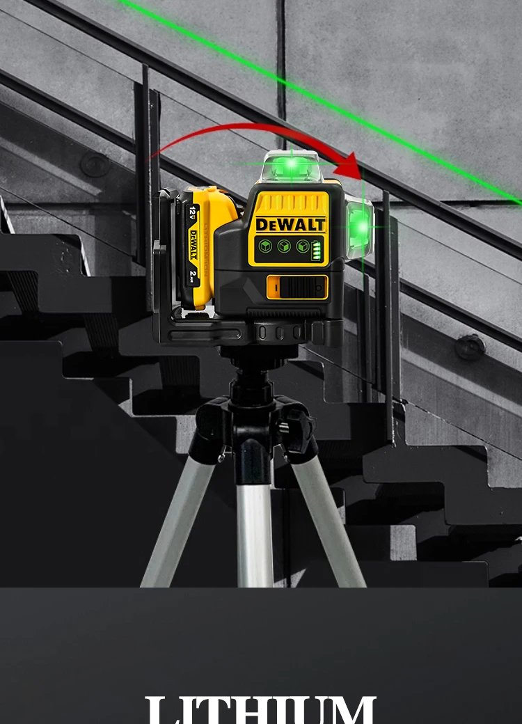 Dewalt DW089LG nivel láser 12 líneas 3 lados * medidor de nivel láser de líneas verticales de 360 grados utiliza exteriores batería de litio de 12V Dewalt DW089LG nivel láser 12 líneas 3 lados * medidor de nivel láser de líneas verticales de 360 grados utiliza exteriores batería de litio de 12V