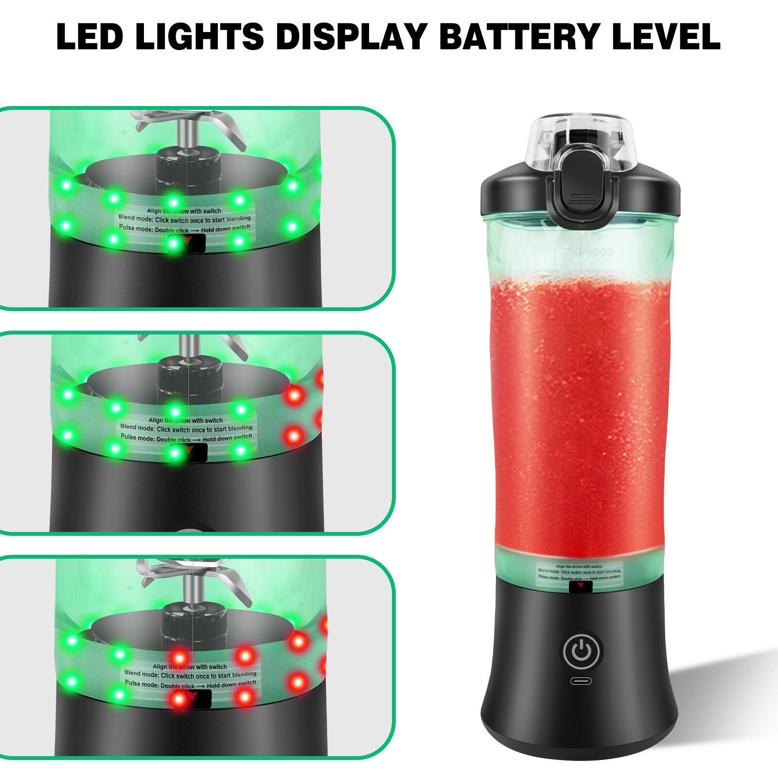 Licuadora portátil profesional 2 en 1, exprimidor eléctrico de 600ML, mezcladores de frutas, Mini licuadora de batidos recargable por USB, exprimidor Personal Licuadora portátil profesional 2 en 1, exprimidor eléctrico de 600ML, mezcladores de frutas, Mini licuadora de batidos recargable por USB, exprimidor Personal