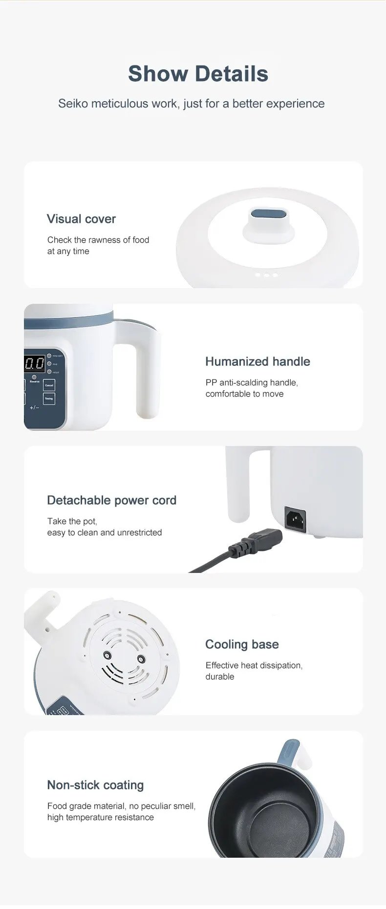 Olla arrocera eléctrica individual de doble capa, olla multicocina mecánica inteligente antiadherente de 220V, olla arrocera al vapor para el hogar Olla arrocera eléctrica individual de doble capa, olla multicocina mecánica inteligente antiadherente de 220V, olla arrocera al vapor para el hogar