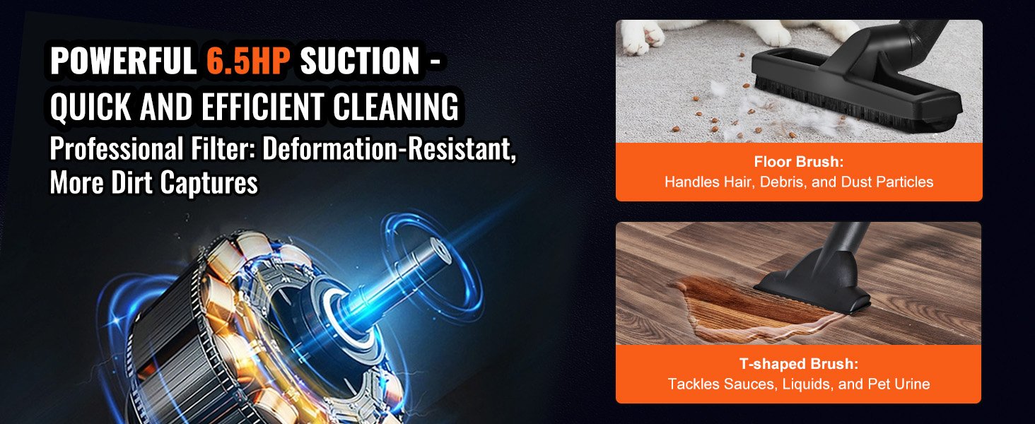 VEVOR Aspiradora de acero inoxidable para tienda en seco y h&uacute;medo, aspiradora en seco y h&uacute;medo, aspiradora de tienda peque&ntilde;a de succi&oacute;n potente, perfecta para desechos de alfombras, pelo de mascotas