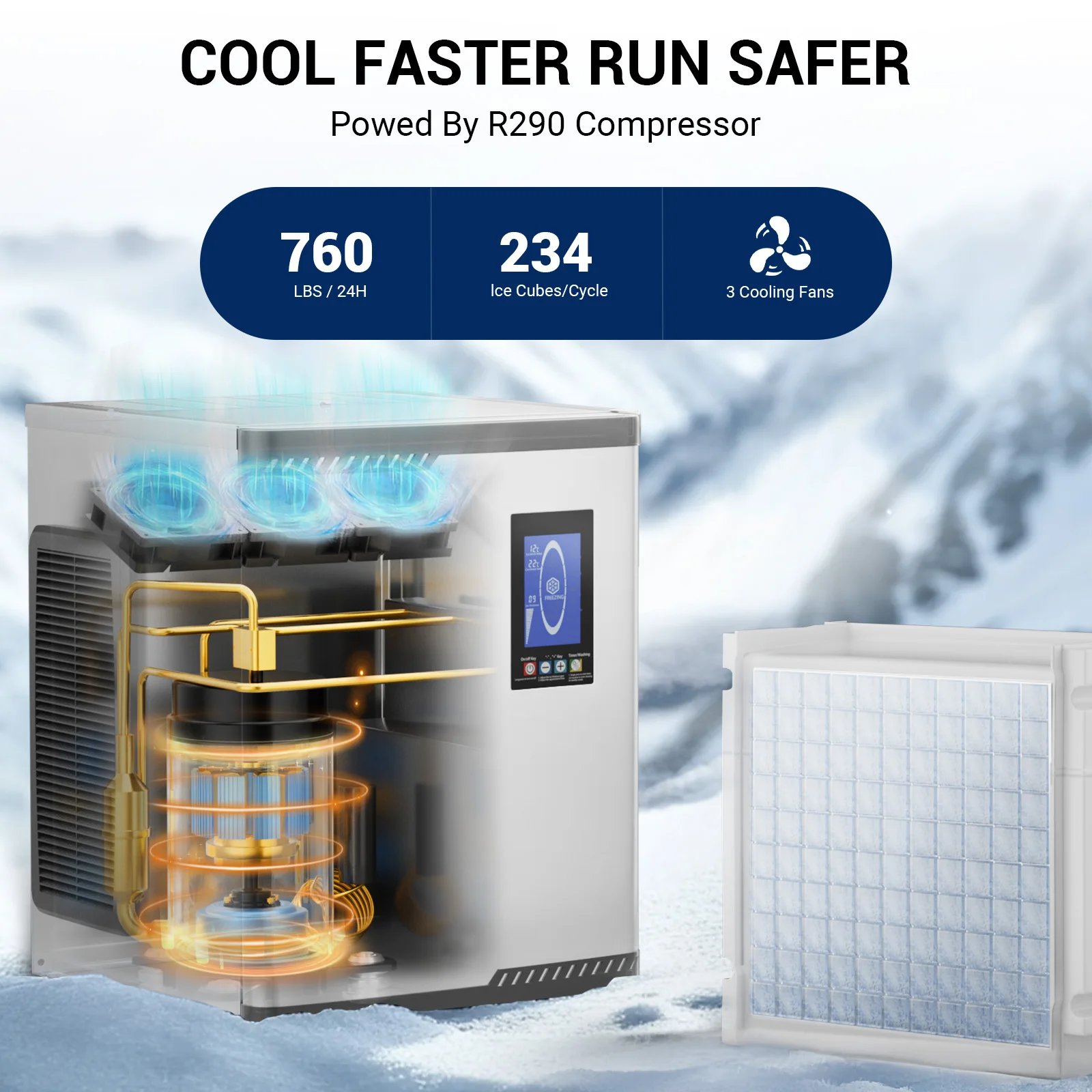 Máquina de hielo comercial, máquina de Fabricación de hielo con contenedor de almacenamiento grande, máquina de hielo autolimpiante automática perfecta para el negocio del bar en el hogar Máquina de hielo comercial, máquina de Fabricación de hielo con contenedor de almacenamiento grande, máquina de hielo autolimpiante automática perfecta para el negocio del bar en el hogar