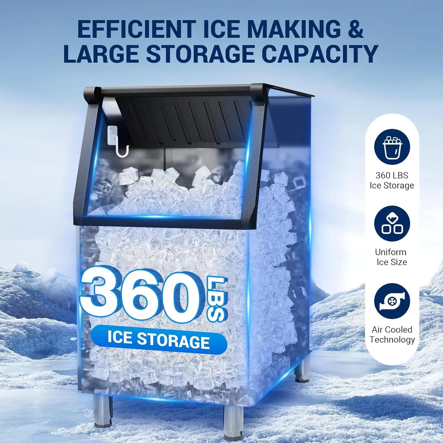 Máquina de hielo comercial, máquina de Fabricación de hielo con contenedor de almacenamiento grande, máquina de hielo autolimpiante automática perfecta para el negocio del bar en el hogar Máquina de hielo comercial, máquina de Fabricación de hielo con contenedor de almacenamiento grande, máquina de hielo autolimpiante automática perfecta para el negocio del bar en el hogar