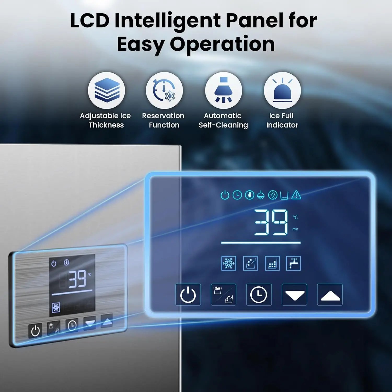 Máquina de hielo comercial, máquina de Fabricación de hielo con contenedor de almacenamiento grande, máquina de hielo autolimpiante automática perfecta para el negocio del bar en el hogar Máquina de hielo comercial, máquina de Fabricación de hielo con contenedor de almacenamiento grande, máquina de hielo autolimpiante automática perfecta para el negocio del bar en el hogar