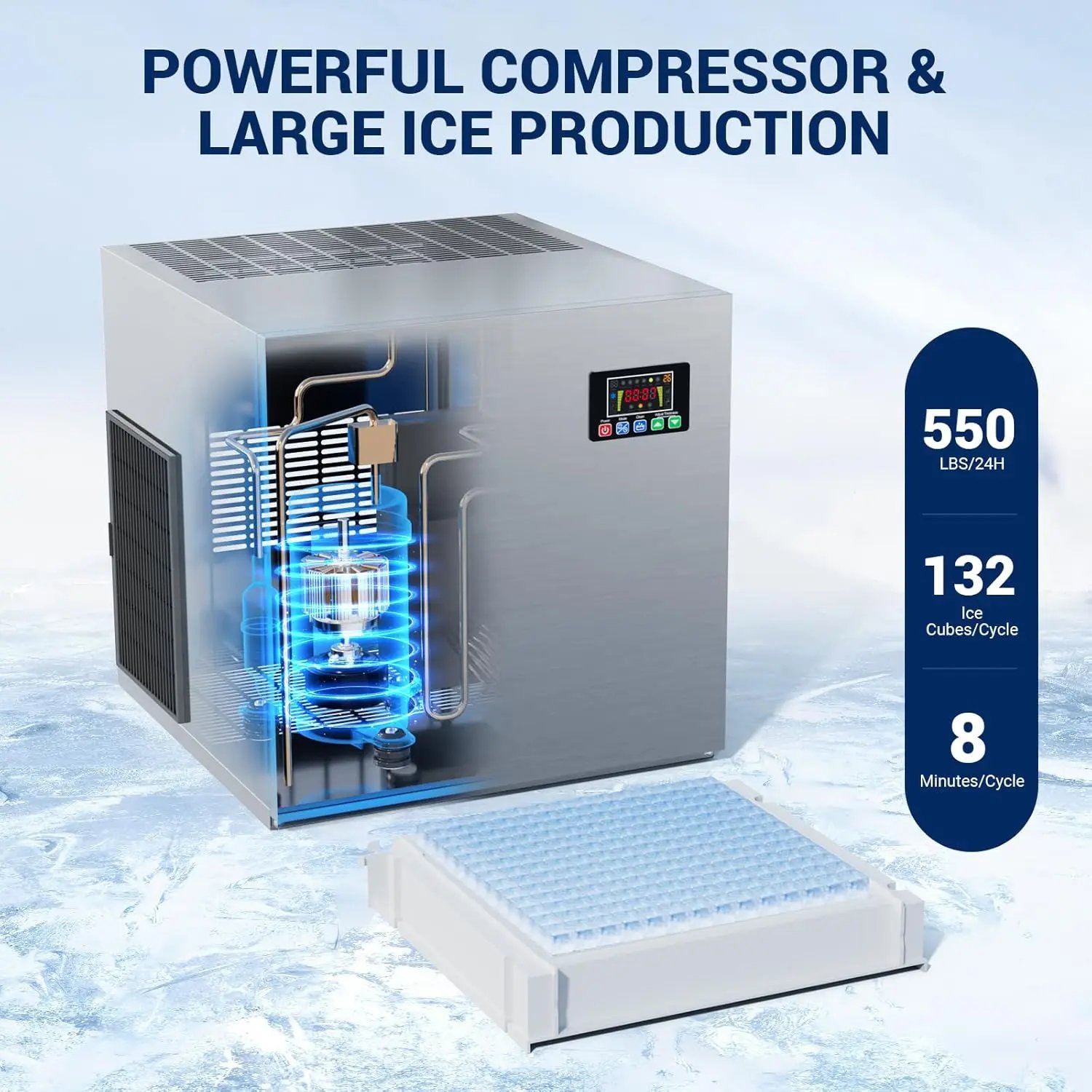 Máquina de hielo comercial, máquina de Fabricación de hielo con contenedor de almacenamiento grande, máquina de hielo autolimpiante automática perfecta para el negocio del bar en el hogar Máquina de hielo comercial, máquina de Fabricación de hielo con contenedor de almacenamiento grande, máquina de hielo autolimpiante automática perfecta para el negocio del bar en el hogar