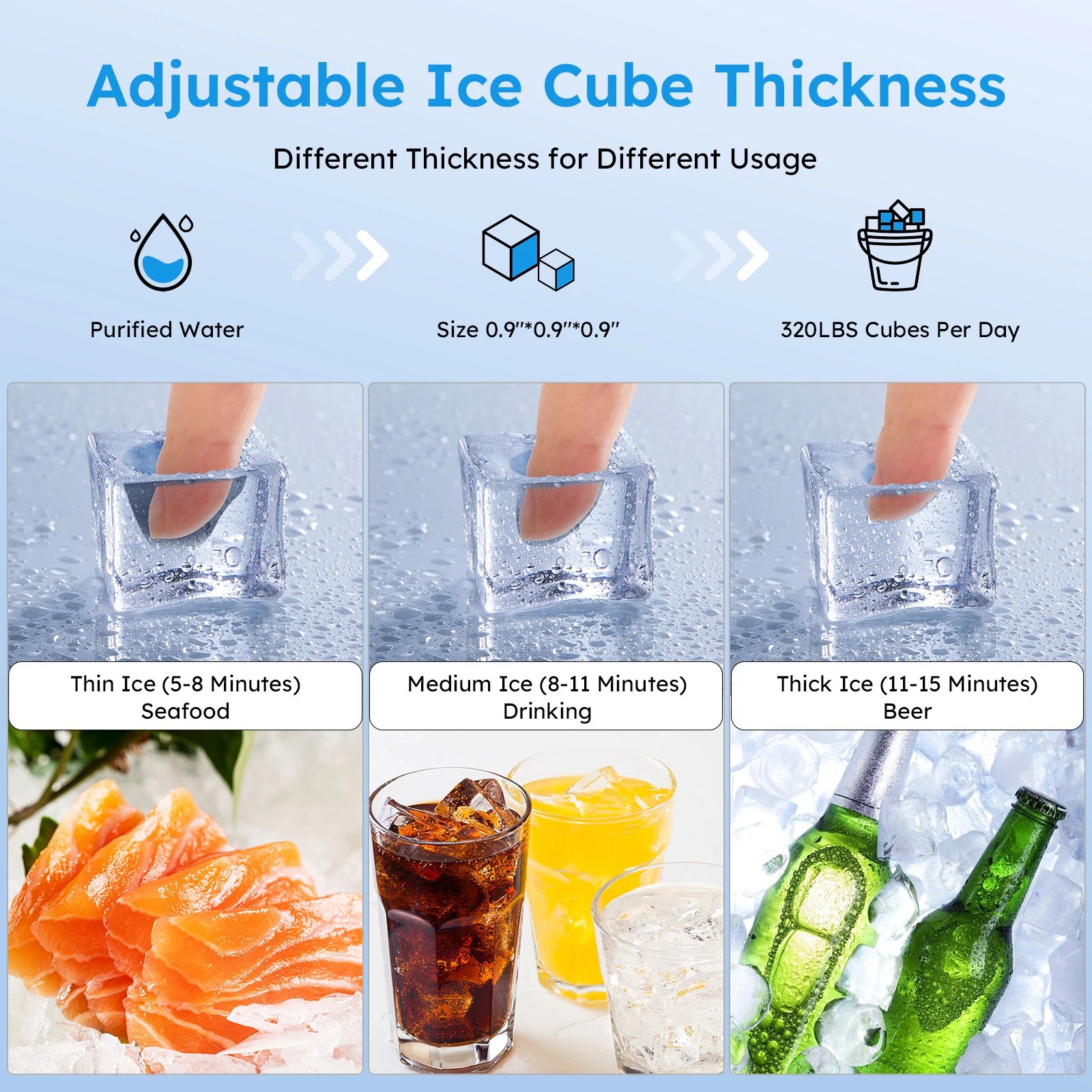 Máquina de hielo comercial, máquina de Fabricación de hielo con contenedor de almacenamiento grande, máquina de hielo autolimpiante automática perfecta para el negocio del bar en el hogar Máquina de hielo comercial, máquina de Fabricación de hielo con contenedor de almacenamiento grande, máquina de hielo autolimpiante automática perfecta para el negocio del bar en el hogar