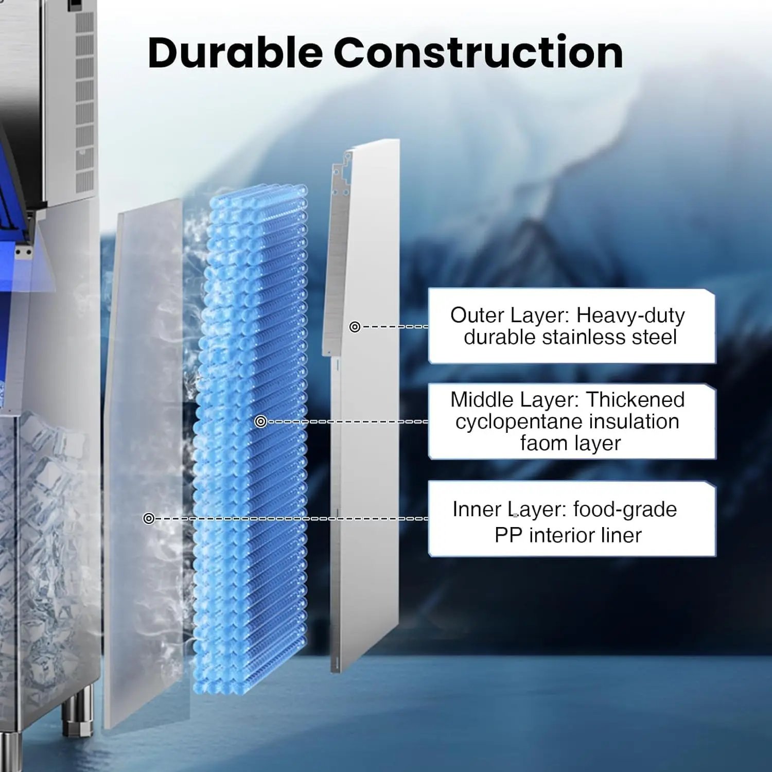 Máquina de hielo comercial, máquina de Fabricación de hielo con contenedor de almacenamiento grande, máquina de hielo autolimpiante automática perfecta para el negocio del bar en el hogar Máquina de hielo comercial, máquina de Fabricación de hielo con contenedor de almacenamiento grande, máquina de hielo autolimpiante automática perfecta para el negocio del bar en el hogar