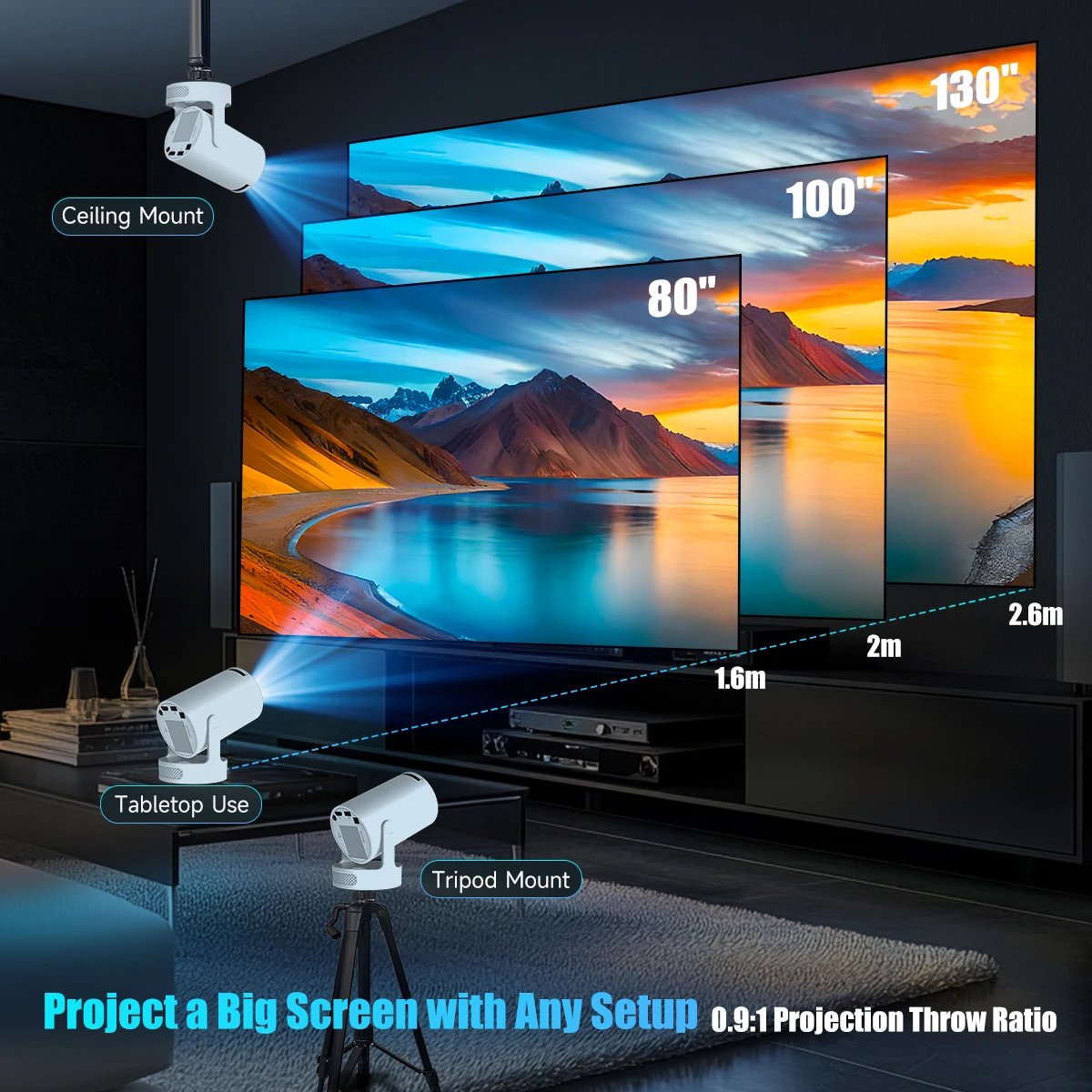 Magcubic 4K HY300 Pro + proyector con altavoz incorporado de 5W 1280*720P Android 11 8000 lúmenes Wifi6 BT5.4 proyector portátil para exteriores Magcubic 4K HY300 Pro + proyector con altavoz incorporado de 5W 1280*720P Android 11 8000 lúmenes Wifi6 BT5.4 proyector portátil para exteriores