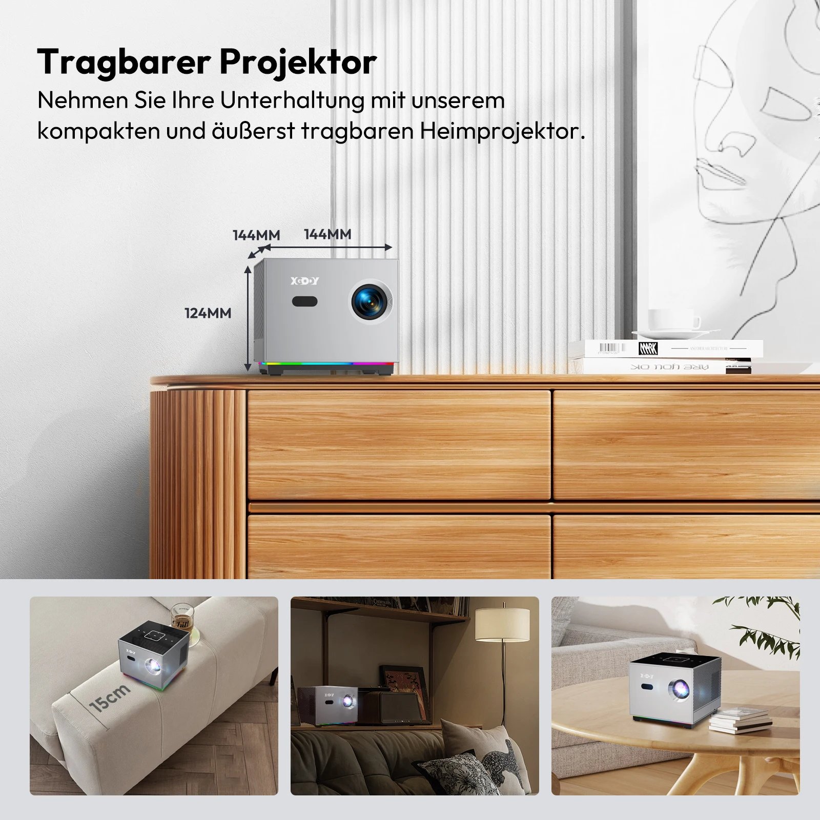 Proyector XGODY 4K X3 con WiFi Bluetooth Proyector de pel&iacute;culas para uso en exteriores Proyector Compatible con iOS Android HDMI TV Stick