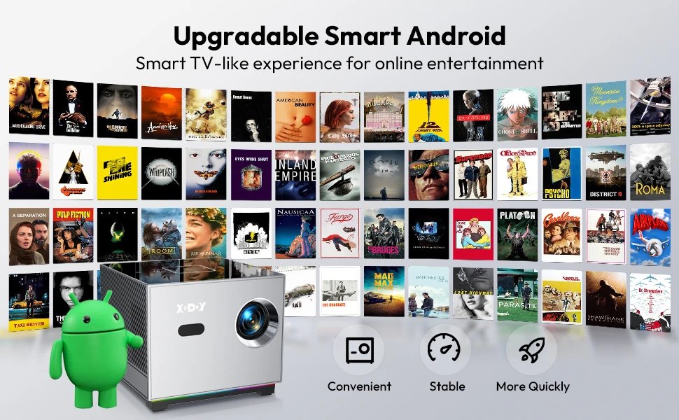 Proyector XGODY 4K X3 con WiFi Bluetooth Proyector de pel&iacute;culas para uso en exteriores Proyector Compatible con iOS Android HDMI TV Stick