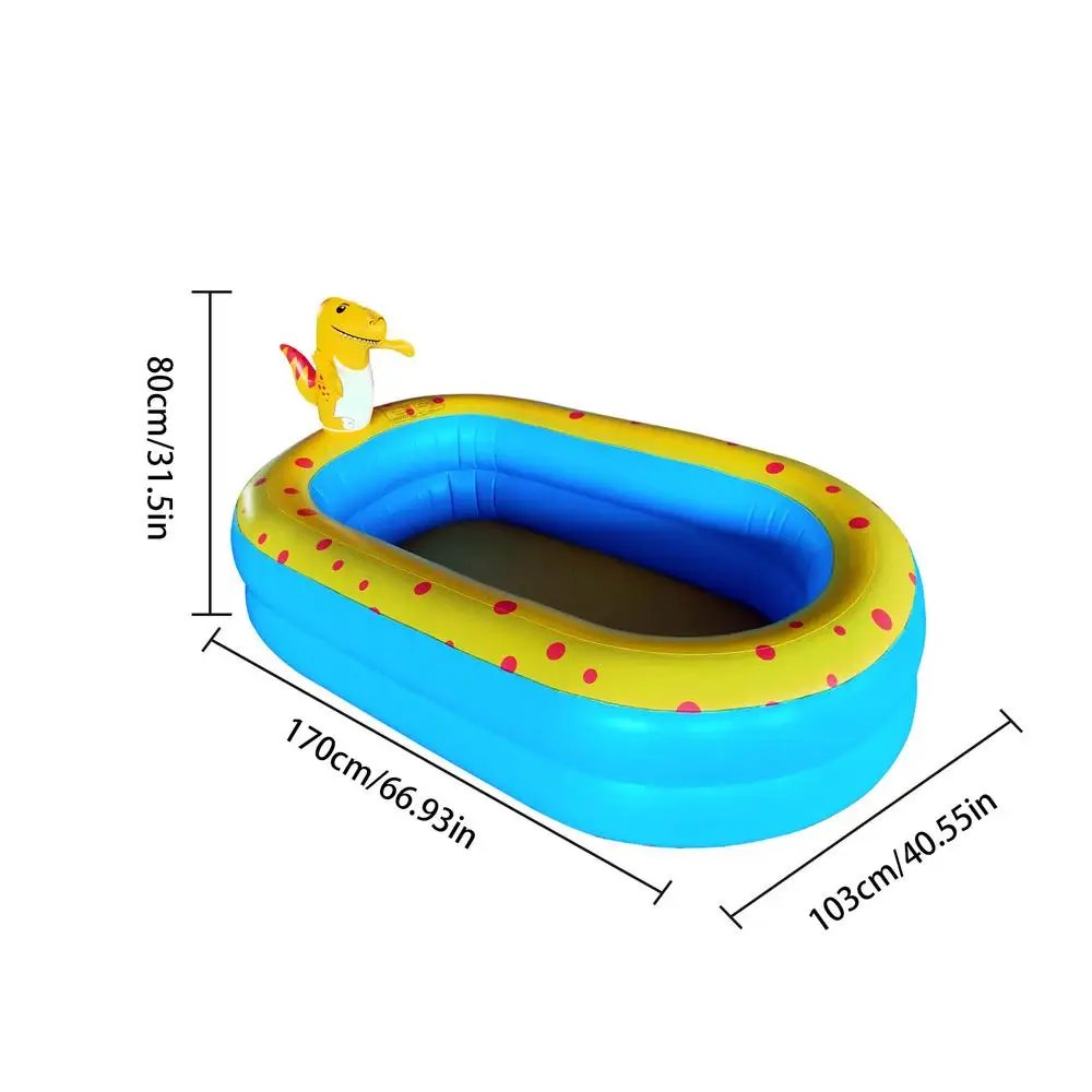 Piscina inflable con aspersor, bonita familia de dinosaurios, centro de juegos, juguetes acuáticos para patio trasero para niños y niñas Piscina inflable con aspersor, bonita familia de dinosaurios, centro de juegos, juguetes acuáticos para patio trasero para niños y niñas