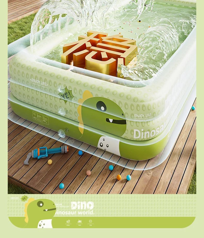 Piscina inflable de dinosaurio peque&ntilde;o, piscina dom&eacute;stica interior y exterior, piscina plegable grande para exteriores