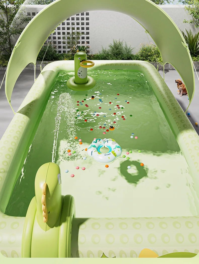 Piscina inflable de dinosaurio peque&ntilde;o, piscina dom&eacute;stica interior y exterior, piscina plegable grande para exteriores