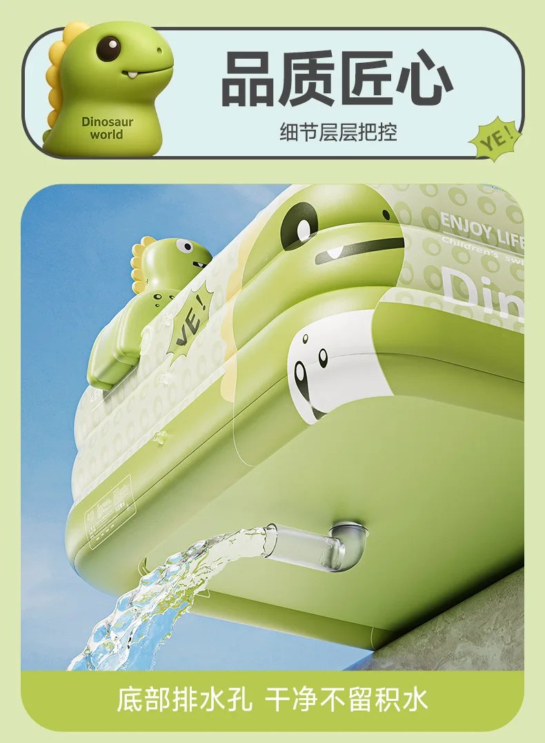 Piscina inflable de dinosaurio peque&ntilde;o, piscina dom&eacute;stica interior y exterior, piscina plegable grande para exteriores