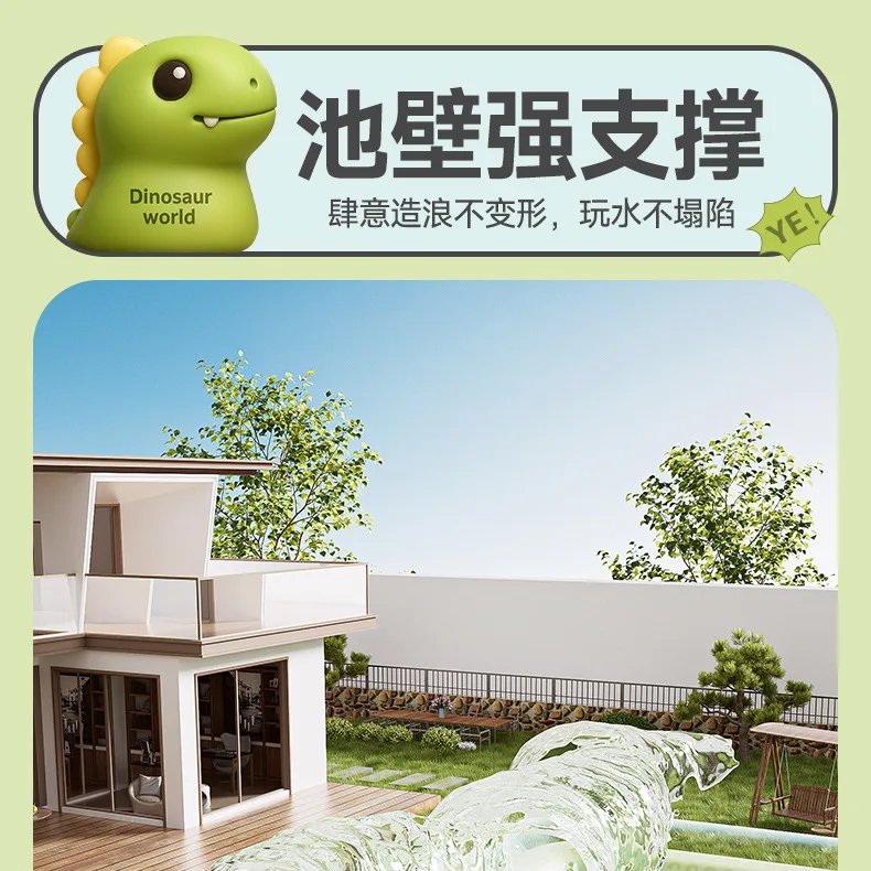 Piscina inflable de dinosaurio peque&ntilde;o, piscina dom&eacute;stica interior y exterior, piscina plegable grande para exteriores