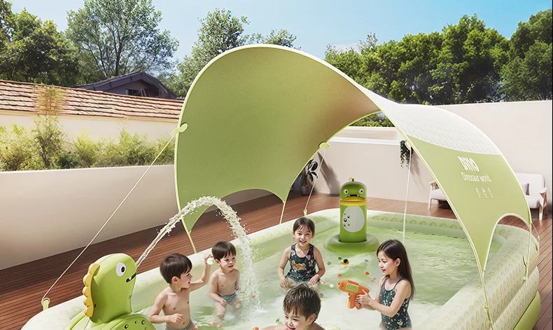Piscina inflable de dinosaurio peque&ntilde;o, piscina dom&eacute;stica interior y exterior, piscina plegable grande para exteriores