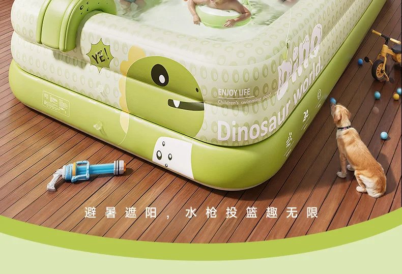 Piscina inflable de dinosaurio peque&ntilde;o, piscina dom&eacute;stica interior y exterior, piscina plegable grande para exteriores