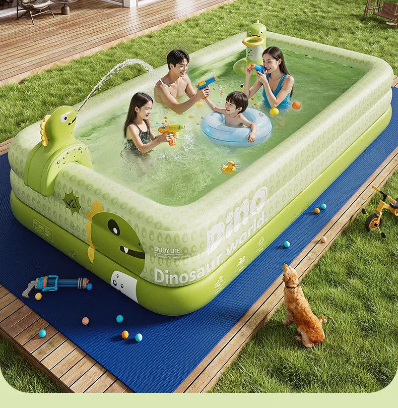 Piscina inflable de dinosaurio peque&ntilde;o, piscina dom&eacute;stica interior y exterior, piscina plegable grande para exteriores