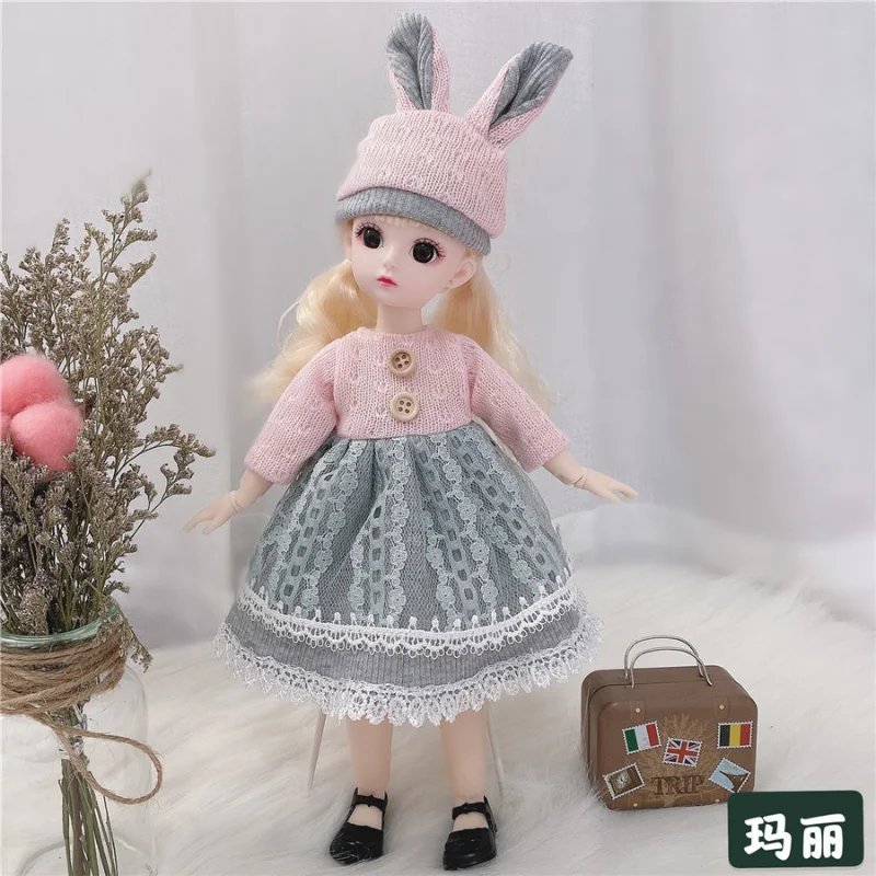 Mu&ntilde;eca gorda de 30cm, 12 articulaciones m&oacute;viles, vestido para ni&ntilde;as, ojos marrones 3D, juguete con ropa, zapatos, juguetes para ni&ntilde;as, regalo para ni&ntilde;os, 1/6