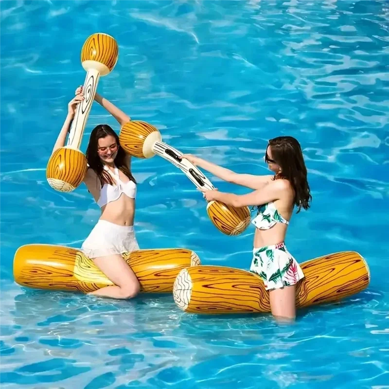 A49K-juguetes inflables de fila flotante, juego de Fiesta EN LA Piscina para ni&ntilde;os adultos, balsas de troncos para flotar juguetes para juegos de playa de verano