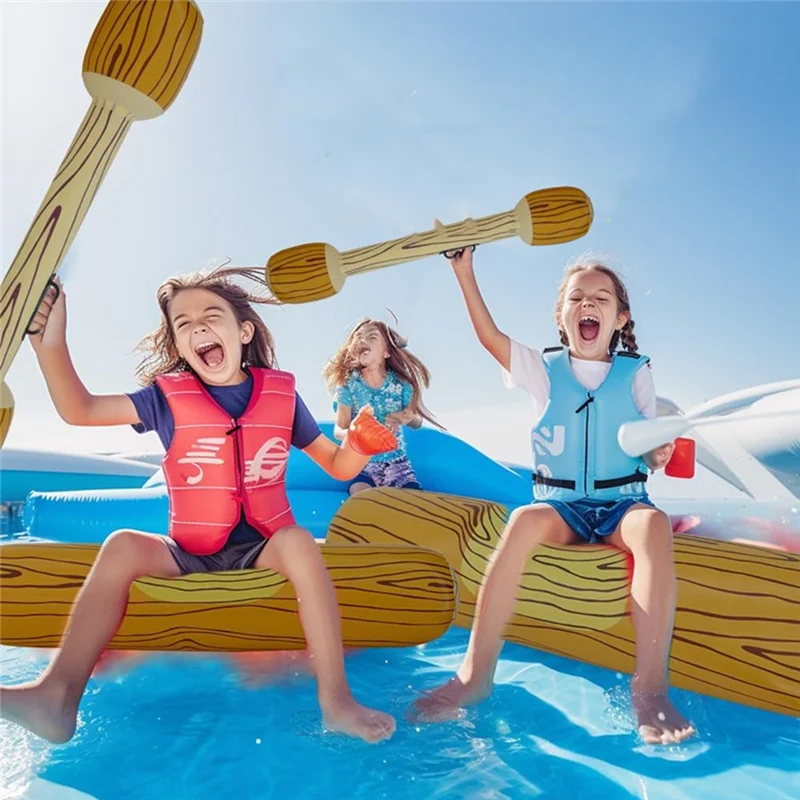A49K-juguetes inflables de fila flotante, juego de Fiesta EN LA Piscina para ni&ntilde;os adultos, balsas de troncos para flotar juguetes para juegos de playa de verano