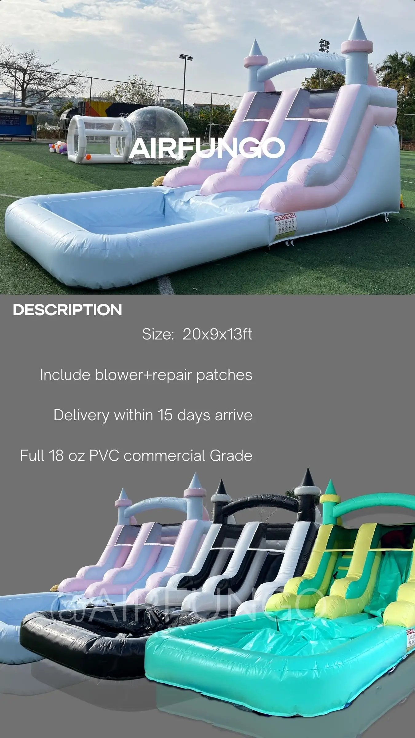 Tobogán de agua inflable de grado comercial para adultos y niños, castillo hinchable para piscina, incluye soplador personalizado Tobogán de agua inflable de grado comercial para adultos y niños, castillo hinchable para piscina, incluye soplador personalizado