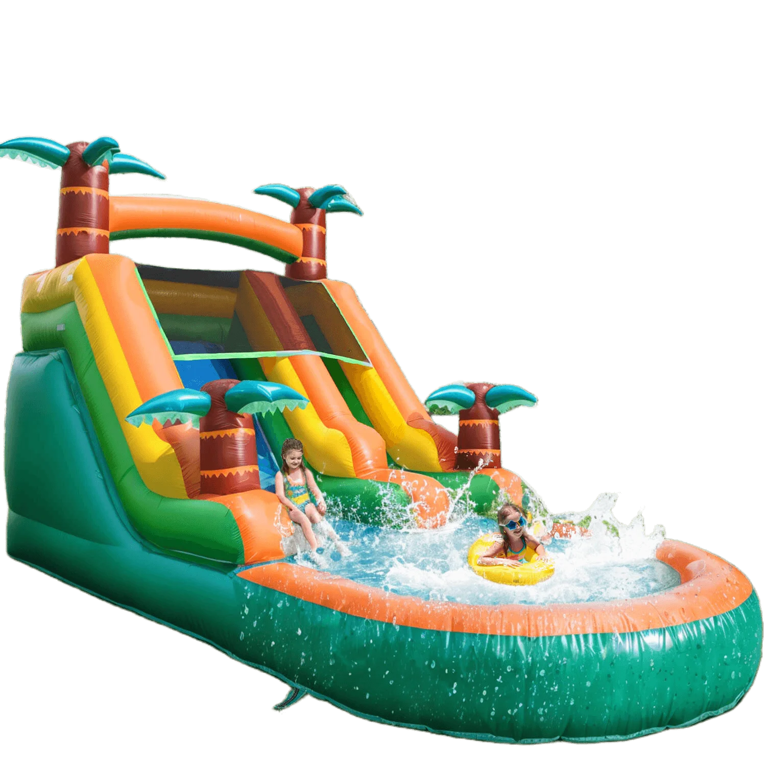 Piscina inflable de verano para exteriores, rebote de aire, diversión de agua, equipo de juego, bola de burbuja de doble tobogán de agua inflable Piscina inflable de verano para exteriores, rebote de aire, diversión de agua, equipo de juego, bola de burbuja de doble tobogán de agua inflable