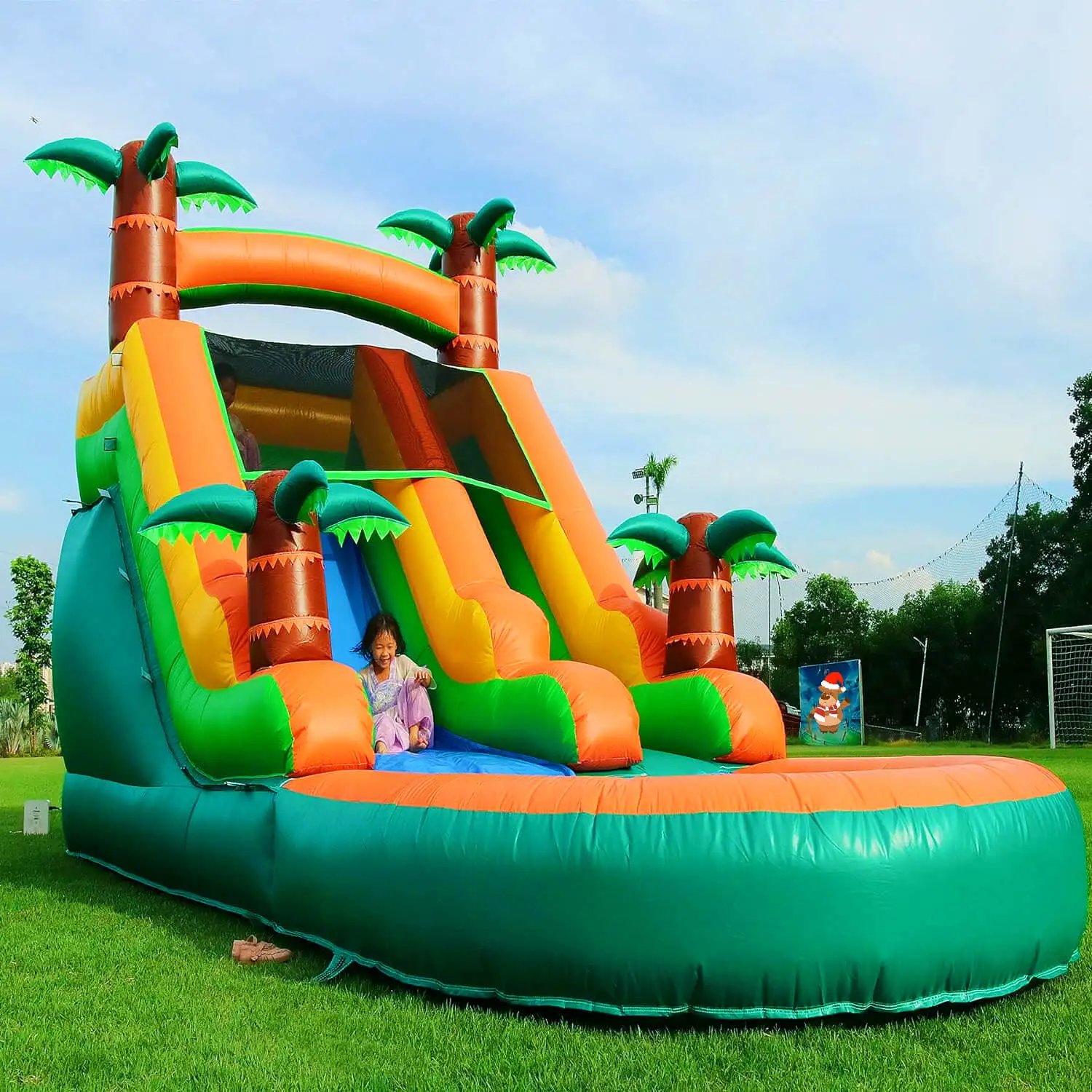 Piscina inflable de verano para exteriores, rebote de aire, diversión de agua, equipo de juego, bola de burbuja de doble tobogán de agua inflable Piscina inflable de verano para exteriores, rebote de aire, diversión de agua, equipo de juego, bola de burbuja de doble tobogán de agua inflable