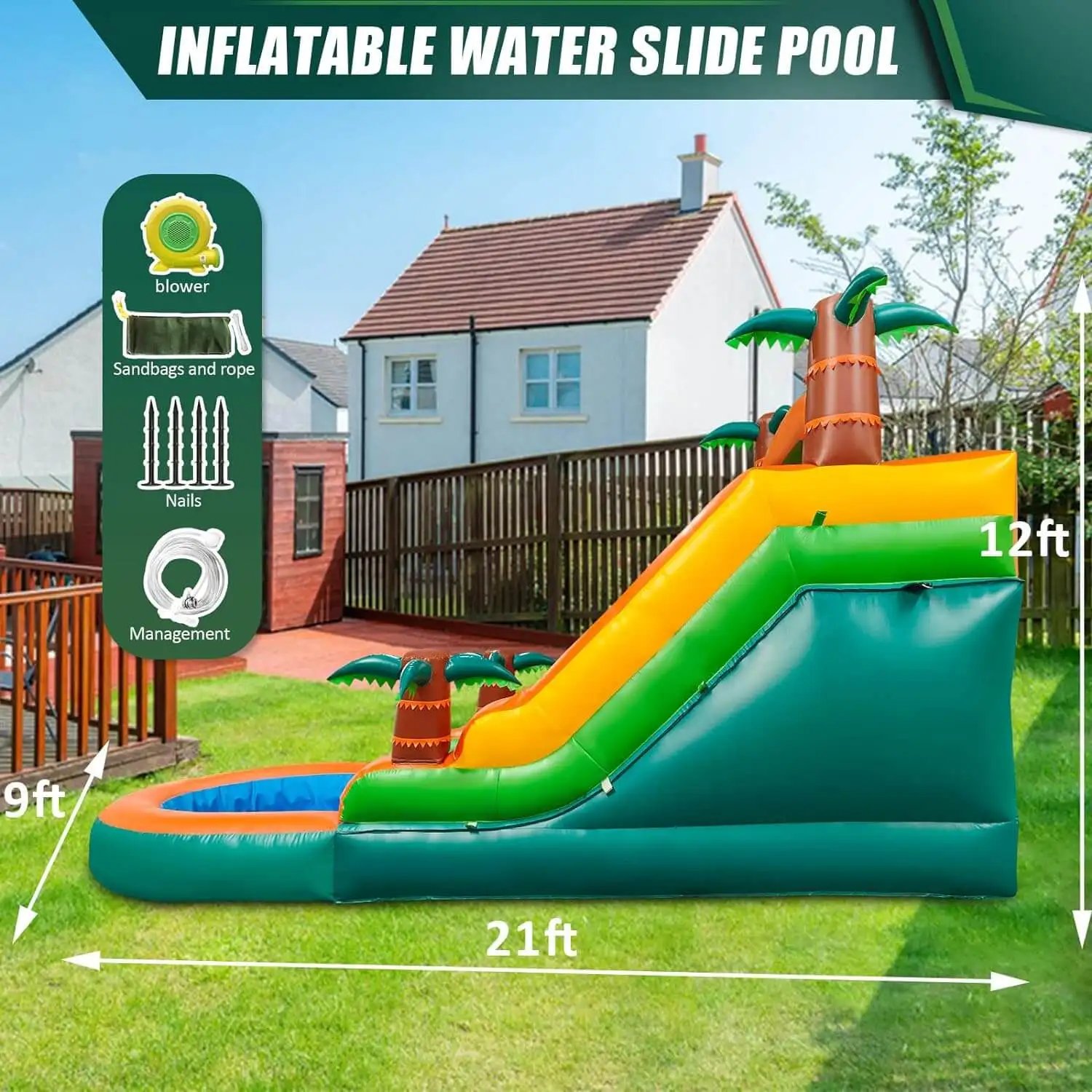 Piscina inflable de verano para exteriores, rebote de aire, diversión de agua, equipo de juego, bola de burbuja de doble tobogán de agua inflable Piscina inflable de verano para exteriores, rebote de aire, diversión de agua, equipo de juego, bola de burbuja de doble tobogán de agua inflable