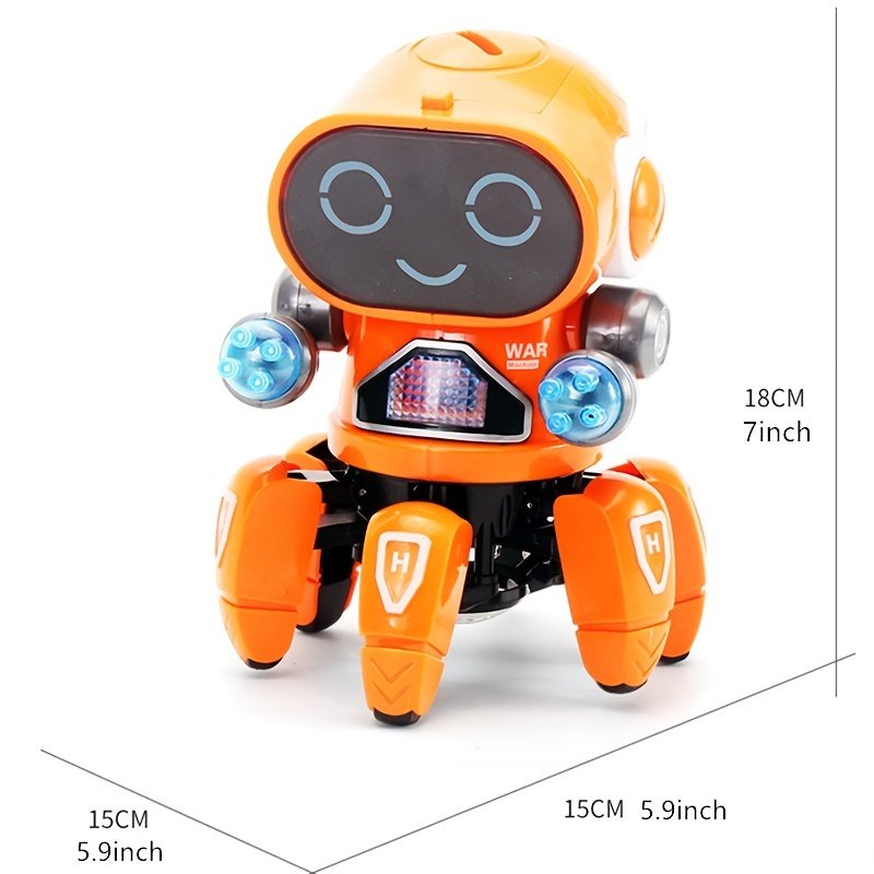 Lindo robot de baile musical con luz LED de 6 garras: un juguete educativo e interactivo para niños: ¡regalo perfecto para niños! Lindo robot de baile musical con luz LED de 6 garras: un juguete educativo e interactivo para niños: ¡regalo perfecto para niños!