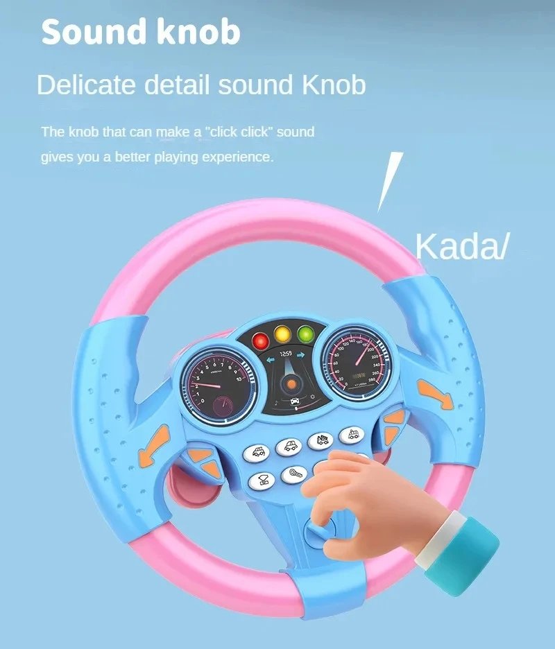 Volante de simulaci&oacute;n el&eacute;ctrica brillante para ni&ntilde;os, juguete Vocal con sonido ligero, cochecito educativo temprano