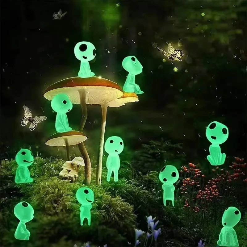 Miniaturas luminosas elfo hogar jard&iacute;n seta estatua que brilla en la oscuridad adorno de jard&iacute;n de hadas 10 Uds accesorios DIY