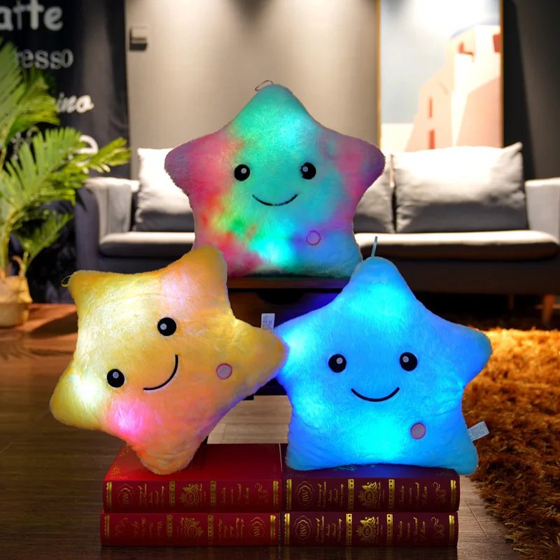 Juguete de peluche con iluminación LED de 34cm para niños, cojín de estrellas creativo de peluche con iluminación LED para niños, juguete ligero de 34cm ideal para niños y niñas Juguete de peluche con iluminación LED de 34cm para niños, cojín de estrellas creativo de peluche con iluminación LED para niños, juguete ligero de 34cm ideal para niños y niñas