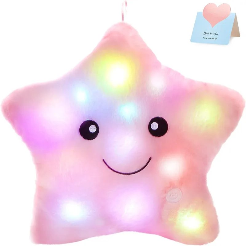 Juguete de peluche con iluminación LED de 34cm para niños, cojín de estrellas creativo de peluche con iluminación LED para niños, juguete ligero de 34cm ideal para niños y niñas Juguete de peluche con iluminación LED de 34cm para niños, cojín de estrellas creativo de peluche con iluminación LED para niños, juguete ligero de 34cm ideal para niños y niñas