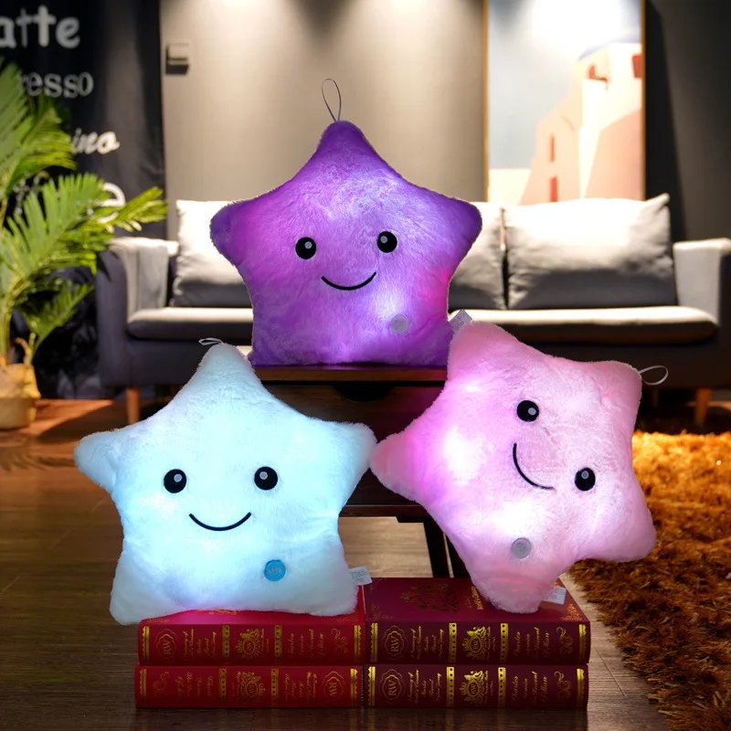 Juguete de peluche con iluminación LED de 34cm para niños, cojín de estrellas creativo de peluche con iluminación LED para niños, juguete ligero de 34cm ideal para niños y niñas Juguete de peluche con iluminación LED de 34cm para niños, cojín de estrellas creativo de peluche con iluminación LED para niños, juguete ligero de 34cm ideal para niños y niñas