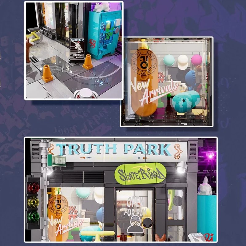Conjuntos de edificios de casa American Street Skate Shop, ciudad con figuras LED, modelo de tienda de apartamentos, bloques de edificios modulares, 1573 Uds. Conjuntos de edificios de casa American Street Skate Shop, ciudad con figuras LED, modelo de tienda de apartamentos, bloques de edificios modulares, 1573 Uds.