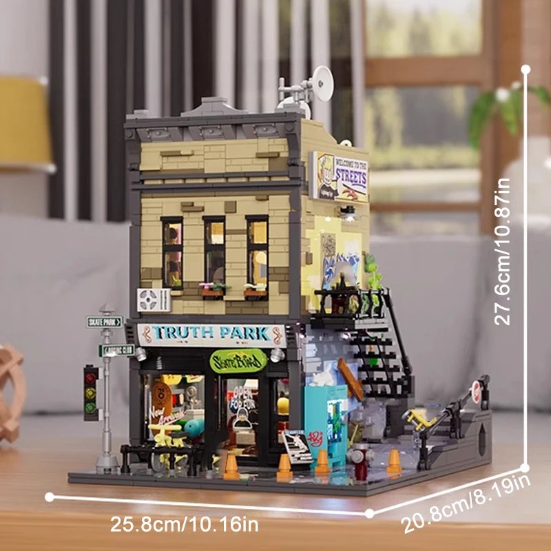 Conjuntos de edificios de casa American Street Skate Shop, ciudad con figuras LED, modelo de tienda de apartamentos, bloques de edificios modulares, 1573 Uds. Conjuntos de edificios de casa American Street Skate Shop, ciudad con figuras LED, modelo de tienda de apartamentos, bloques de edificios modulares, 1573 Uds.
