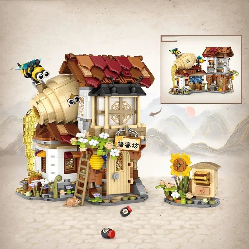 Mini edificio creativo plegable con vista a la calle de ciudad, tienda de té de limón, modelo ensamblado, juguetes callejeros para niños, regalos de vacaciones de Navidad Mini edificio creativo plegable con vista a la calle de ciudad, tienda de té de limón, modelo ensamblado, juguetes callejeros para niños, regalos de vacaciones de Navidad