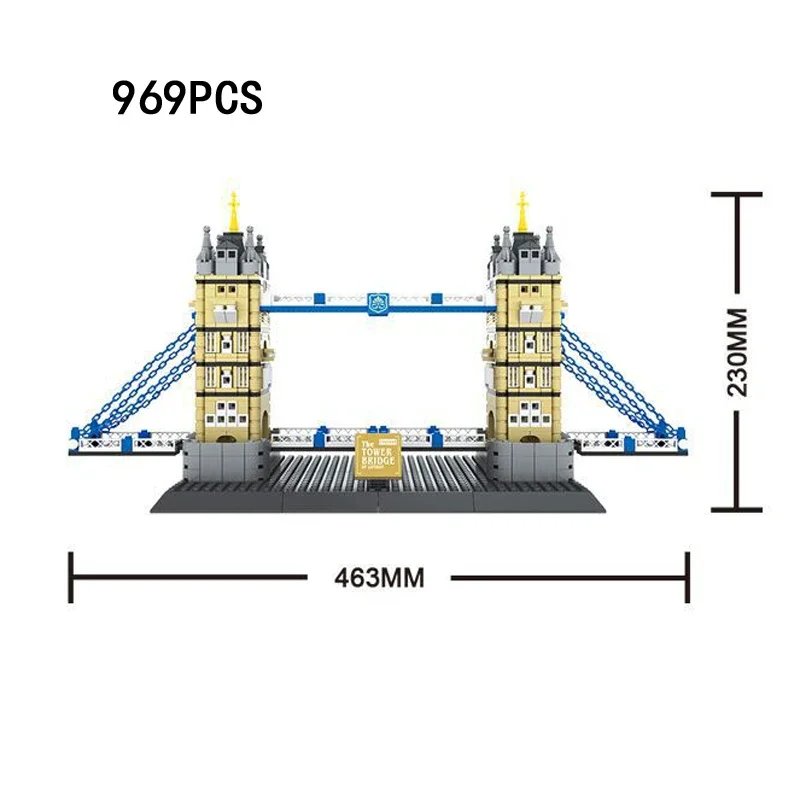 Construcción creativa, edificio moderno de fama mundial, modelo de arquitectura de ladrillos, colección de juguetes de puente de la Torre de Londres de Inglaterra para niños Construcción creativa, edificio moderno de fama mundial, modelo de arquitectura de ladrillos, colección de juguetes de puente de la Torre de Londres de Inglaterra para niños