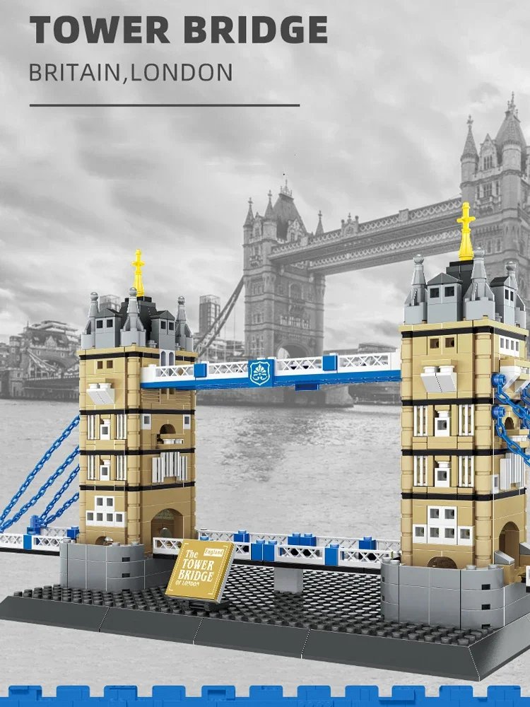 Construcción creativa, edificio moderno de fama mundial, modelo de arquitectura de ladrillos, colección de juguetes de puente de la Torre de Londres de Inglaterra para niños Construcción creativa, edificio moderno de fama mundial, modelo de arquitectura de ladrillos, colección de juguetes de puente de la Torre de Londres de Inglaterra para niños