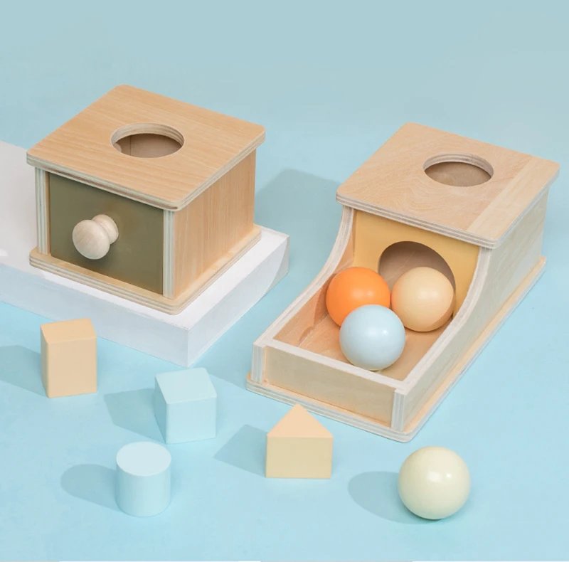 Juguetes de madera Montessori para ni&ntilde;os, bola de monedas, tambor ocupado, forma de Color, combinaci&oacute;n cognitiva, juguete sensorial educativo, regalos de ayuda para ense&ntilde;anza de beb&eacute;s