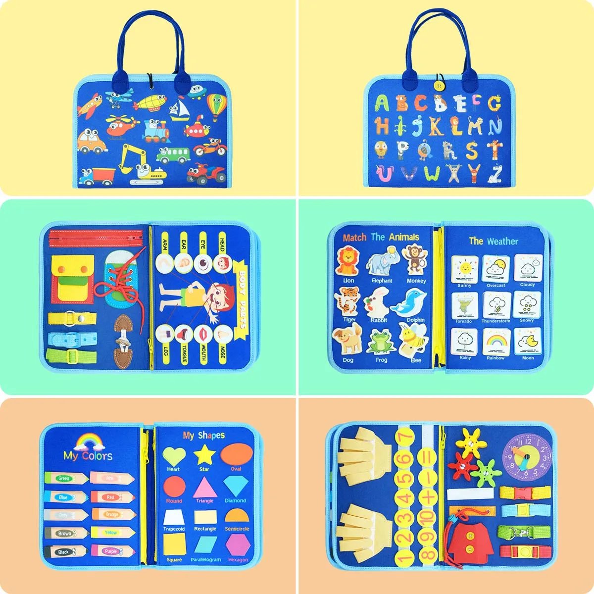 Tablero ocupado Montessori, juguete de viaje silencioso para ni&ntilde;os peque&ntilde;os de 1, 2, 3 y 4 a&ntilde;os, educativo, sensorial, aprendizaje preescolar, habilidad motora fina